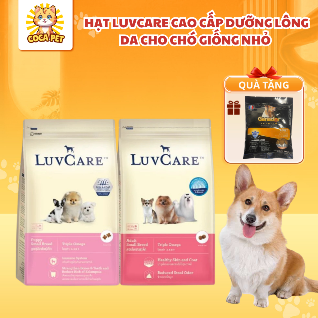 [2kg] Hạt Cho Chó Luvcare Dưỡng Lông & Da Thức Ăn Cao Cấp Cho Chó Giống Nhỏ Coca Pet