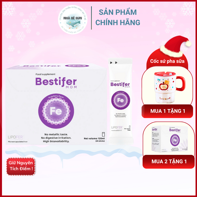 Sắt bầu hướng đích Bestifer Mom cho mẹ bầu sau sinh hỗ trợ giảm thiếu máu do thiếu sắt
