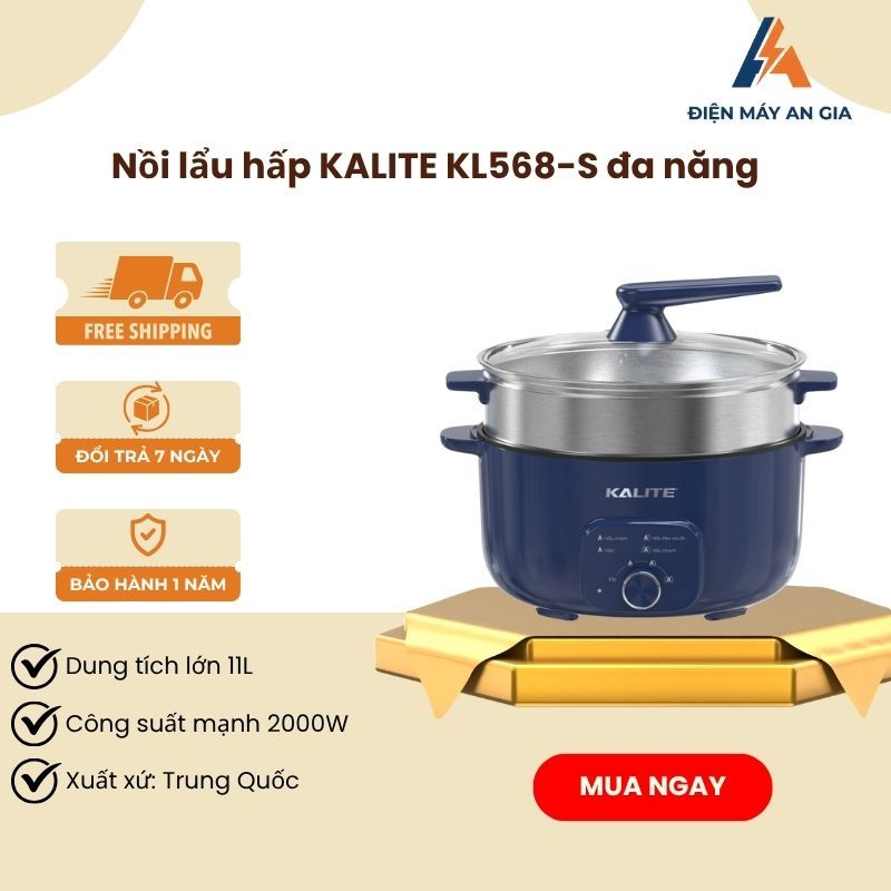 Nồi lẩu hấp đa năng Kalite KL568-S - Dung tích 11 lít, Gia nhiệt nhanh, tiết kiệm điện năng