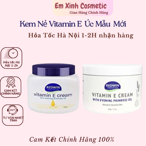 Kem nẻ Vitamin E Úc mẫu mới 2024,kem dưỡng ẩm body vitamin e Redwin hũ 330g