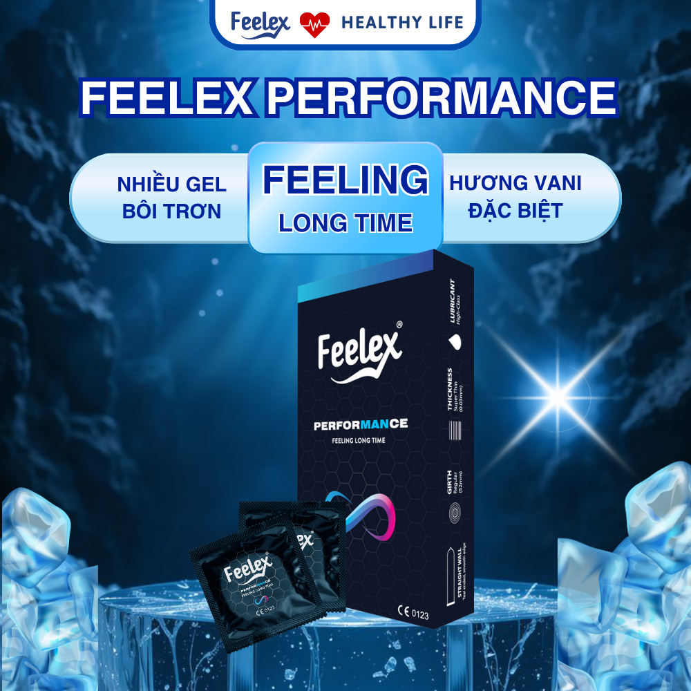 Bao cao su Feelex Performance, nhiều gel bôi trơn, kéo dài thời gian