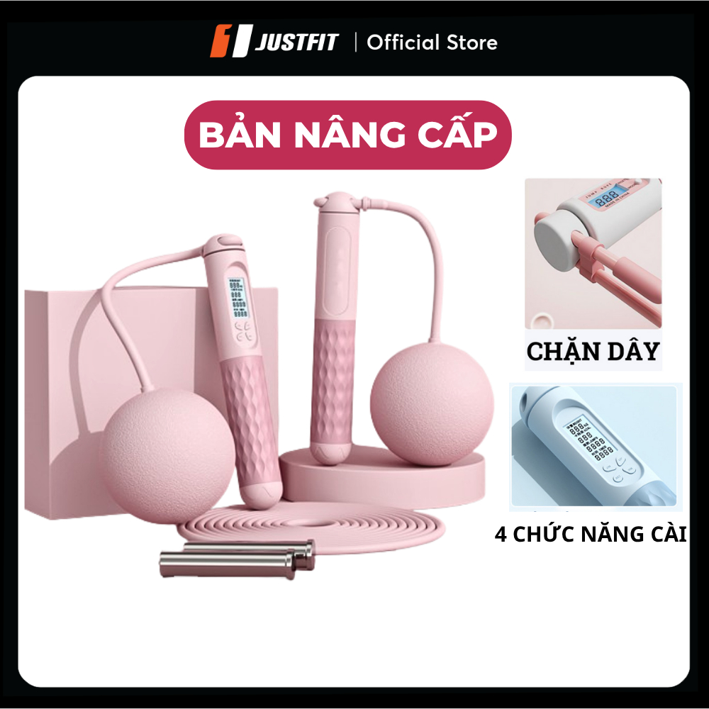 Dây nhảy thể dục đếm số JUSTFIT không dây, dây nhảy thể lực tính calo giảm cân, cadio tại nhà cho nữ