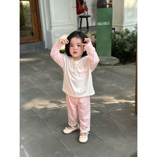 Áo dài tay bé gái Miniumbaby may túi mèo mix quần dài tai thỏ điệu đà, chất vải cotton mềm mại A2503