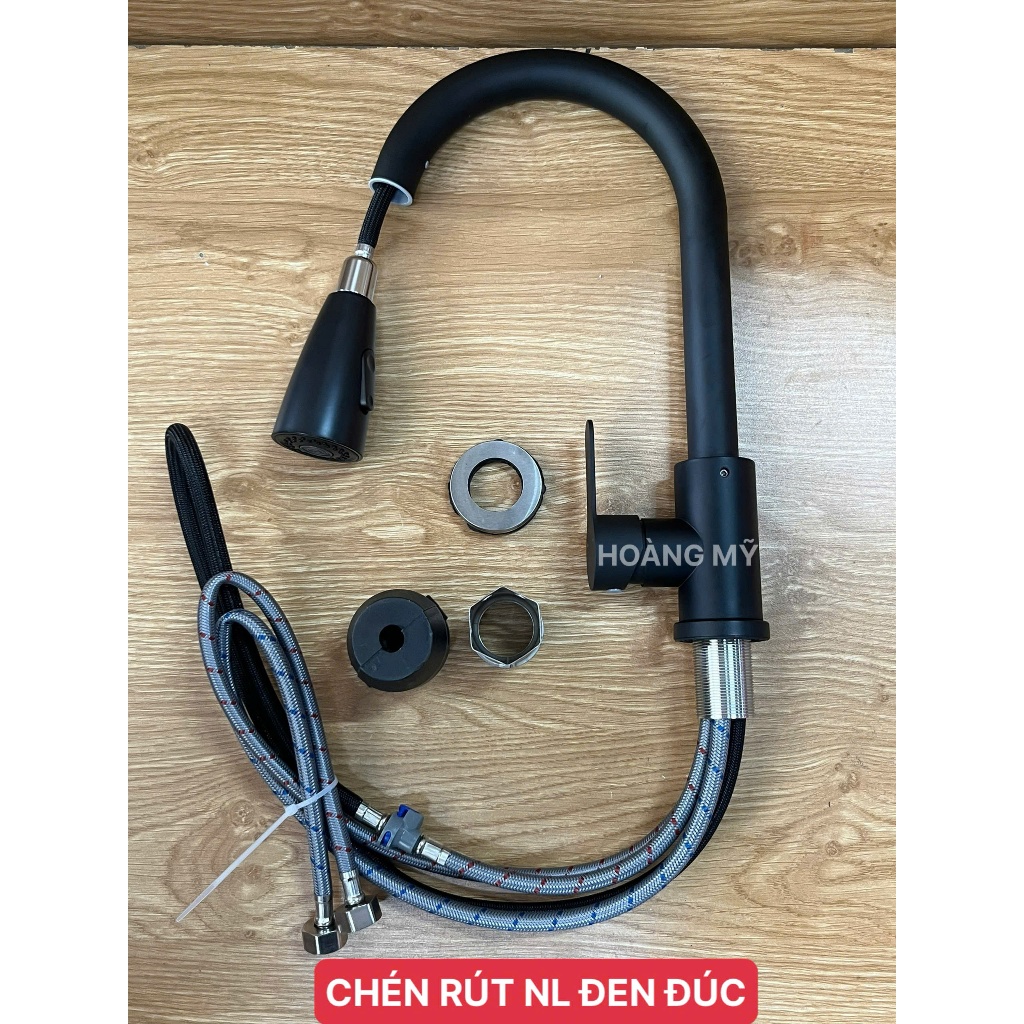 (NANO 5 LỚP Dầy) Vòi Rửa Chén Bát Nóng Lạnh Inox 304 rút dây phủ Tay Đúc tán inox 304