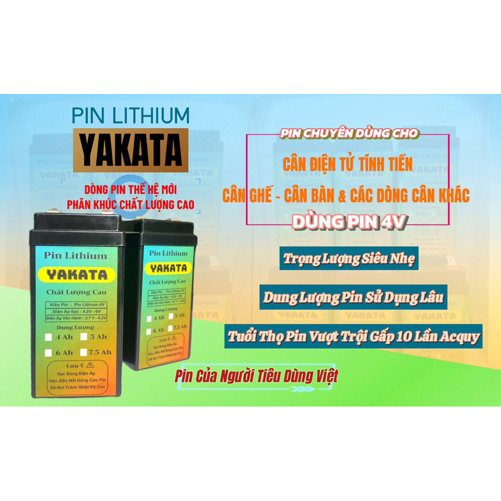 PIN CÂN ĐIỆN TỬ 4V-7.5Ah- Pin Lithium YAKATA- SIÊU BỀN-DUNG LƯỢNG CAO- Dùng cho Các Loại Cân Điện Tử