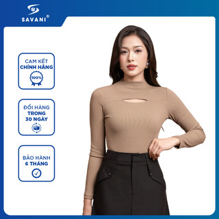  Áo Thun Dài Tay Nữ Cổ Cao SAVANI Dáng Ôm Chất Cotton Mềm Mịn Giữ Nhiệt Tốt WLTC021W5 