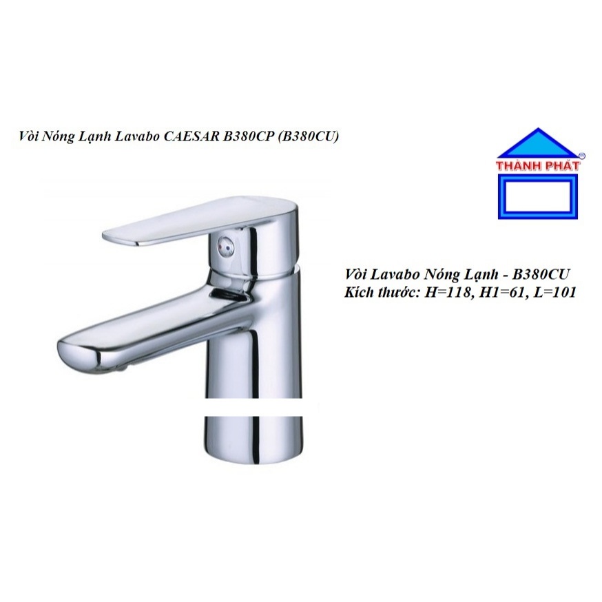 HappyHomeHn1 –B380 - [CHÍNH HÃNG] Vòi Nóng Lạnh Lavabo CAESAR B380CP (B380CU)