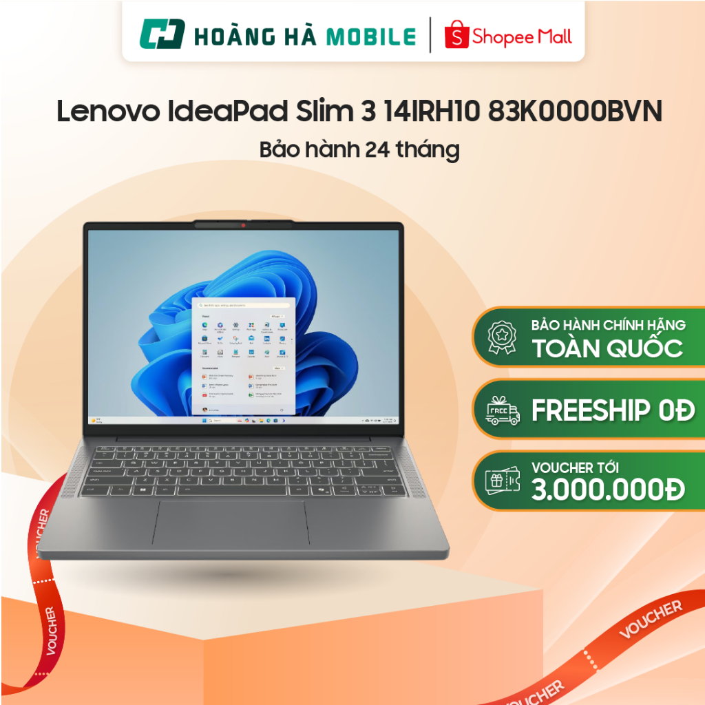 Laptop Lenovo IdeaPad Slim 3 14IRH10 83K0000BVN (Intel Core i5-13420H/16GB/512GB/Intel UHD/14 inch W