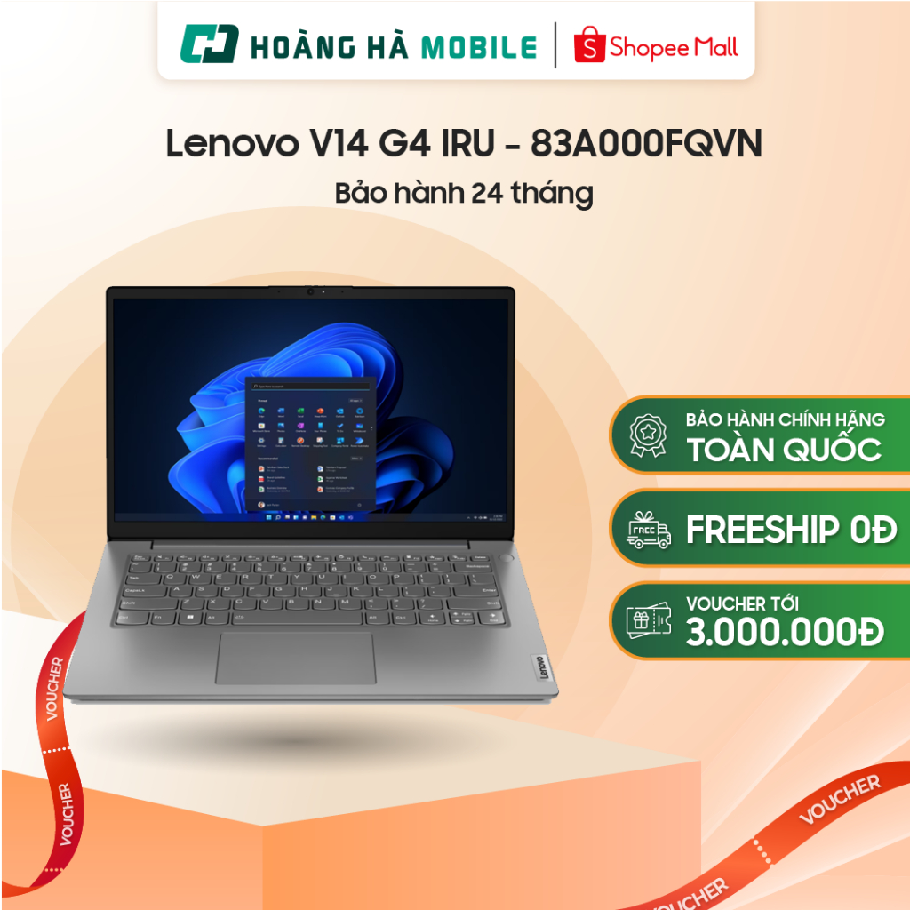 Laptop Lenovo V14 G4 IRU - 83A000FQVN (I5-13420H/16GB/512GB/14" FHD/Win 11 Home) - Chính hãng