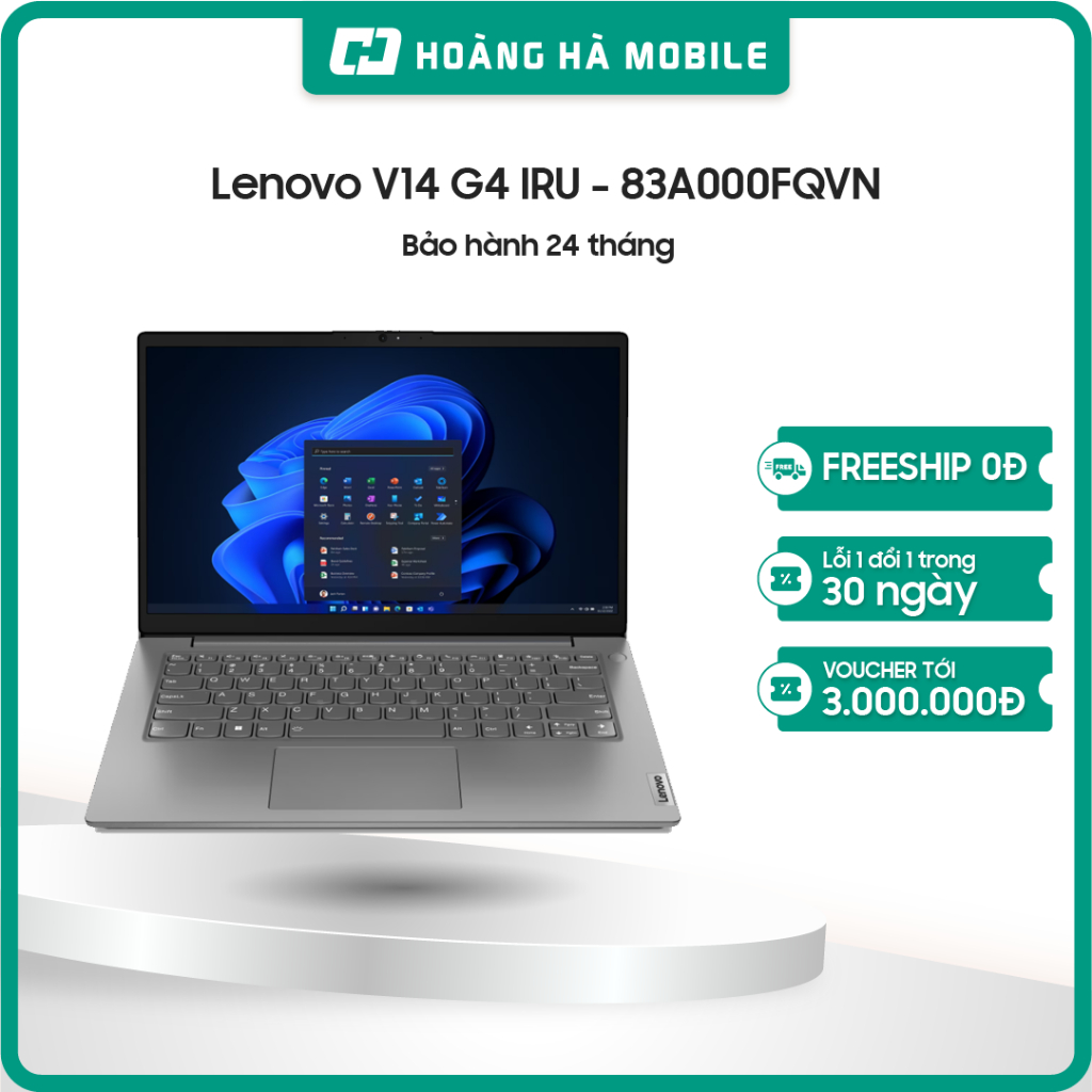 Laptop Lenovo V14 G4 IRU - 83A000FQVN (I5-13420H/16GB/512GB/14" FHD/Win 11 Home) - Bảo hành 24 tháng