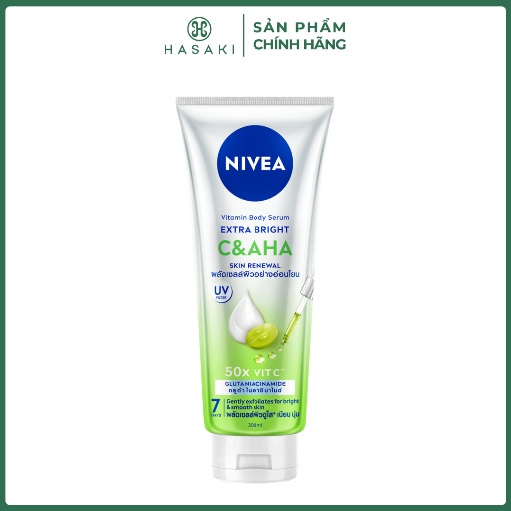 Serum Dưỡng Thể Nivea C & AHA Dưỡng Sáng & Sạch Da Chết 300ml Vitamin Body Serum Extra Bright C & AH