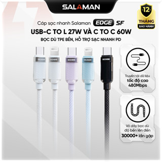   CtoL  Cáp Sạc Nhanh Salaman Edge SF USB-C to L 27W – Bọc Dù TPE Bền Hỗ Trợ Sạc Nhanh PD 
