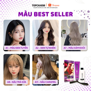  Thuốc nhuộm tóc chuyên phủ bạc hạ nền 100ml dưỡng Olive không khô tóc không rát da đầu - TOPCHARM CHAMIS 