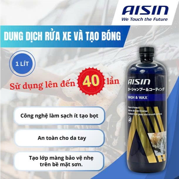 Xà phòng rửa xe AISIN WASH & WAX 1000ml đậm đặc