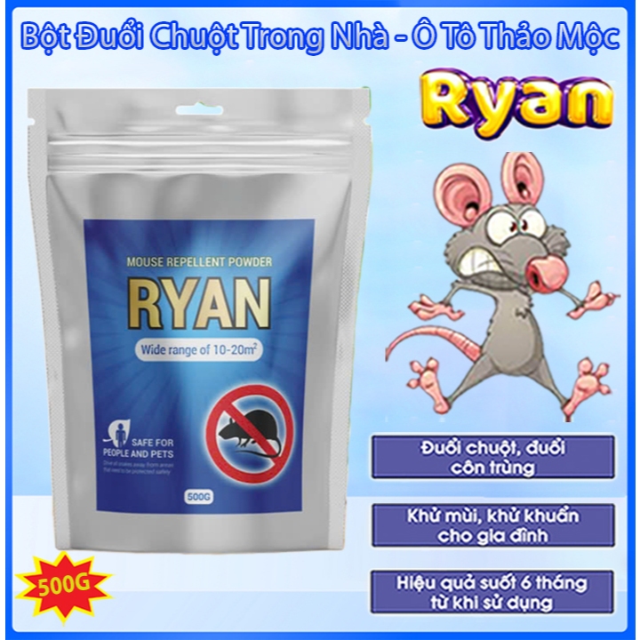 Bột Đuổi Chuột Ryan THẢO MỘC 500ml Chuyên Dụng Cho Ô Tô, Trong Nhà, Ngoài Trời - An Toàn Lành Tính