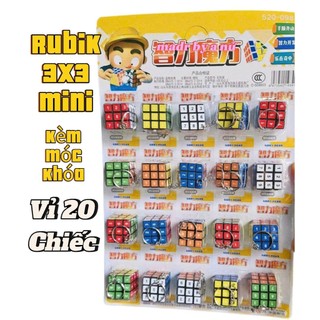 Vỉ 20 Chiếc Rubik Số 3x3 Mini Kèm Móc Khóa Xoay Được
