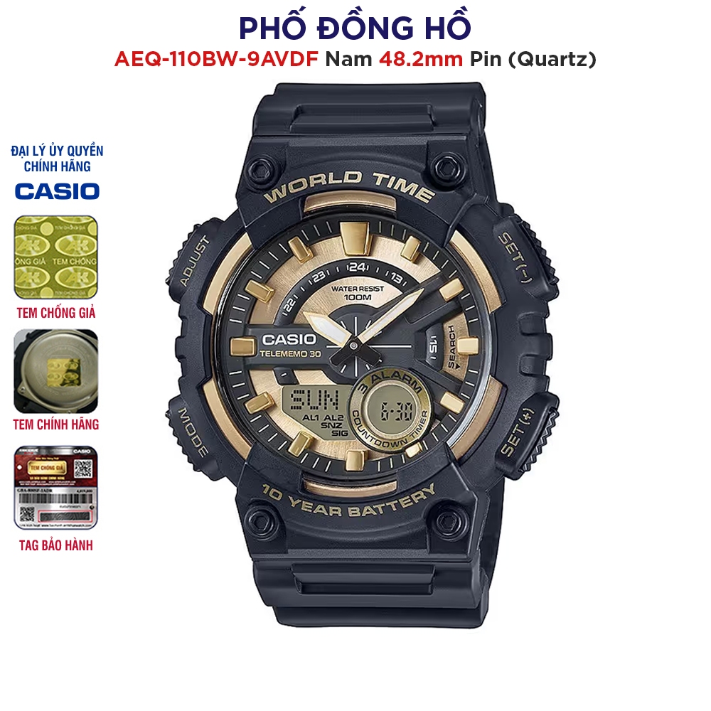 Đồng hồ nam dây nhựa Casio Anh Khuê AEQ-110BW-9AVDF