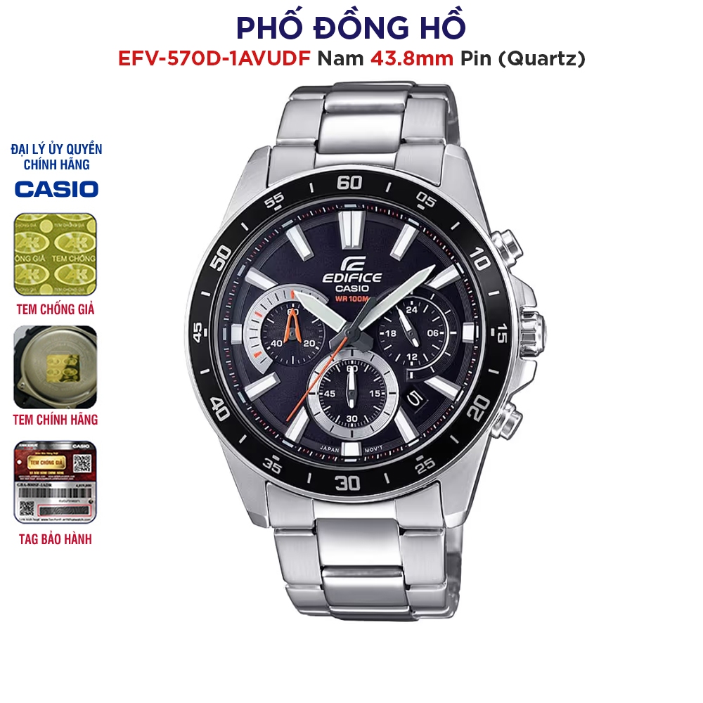 Đồng hồ nam dây kim loại EDIFICE Casio Anh Khuê EFV-570D-1AVUDF chính hãng