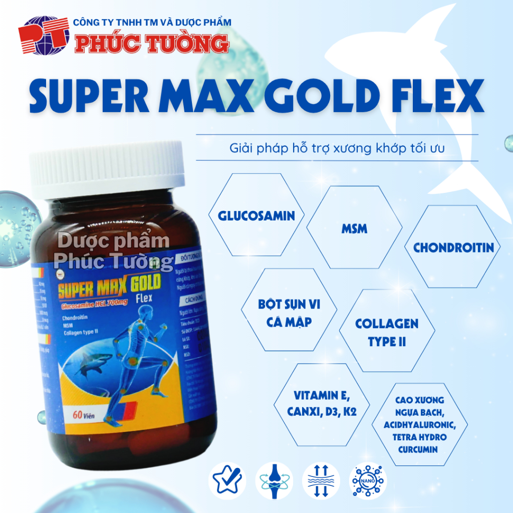 Super Max Gold Flex hỗ trợ xương khớp, giảm đau khớp, tăng độ bền và dẻo dai cho khớp