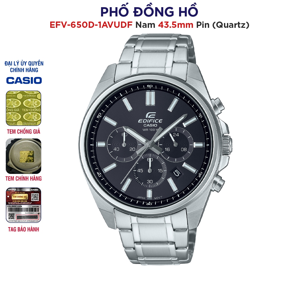 Đồng hồ nam dây kim loại EDIFICE Casio Anh Khuê EFV-650D-1AVUDF