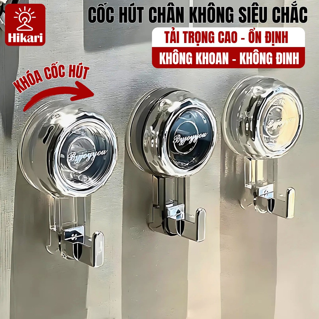 Móc Treo Đồ Hút Chân Không Đa Năng HIKARI | Hút Siêu Chắc, Không Khoan Đục Tường, Tái Sử Dụng Nhiều Lần (EC-06)