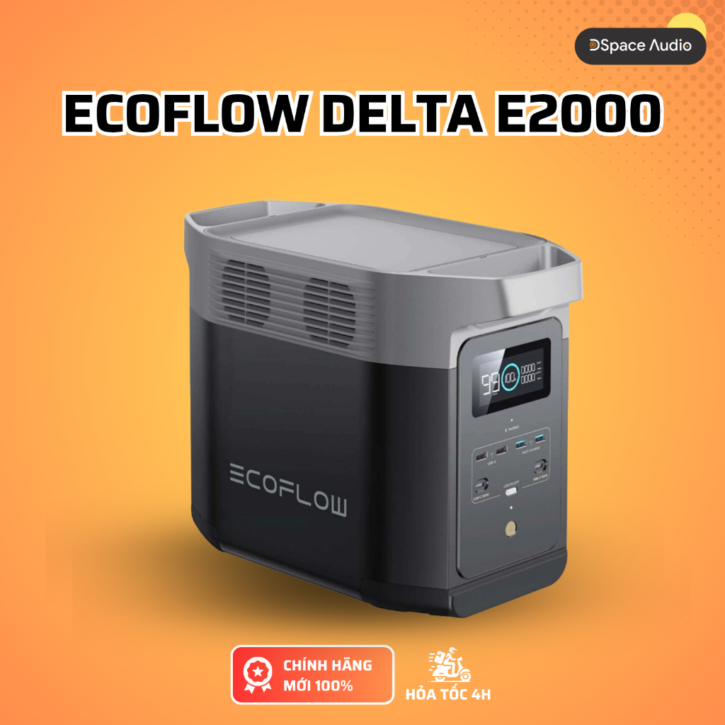 [CHÍNH HÃNG] Trạm điện di động EcoFlow Delta E2000 - 2048Wh - 2400W | Bảo hành chính hãng 5 năm