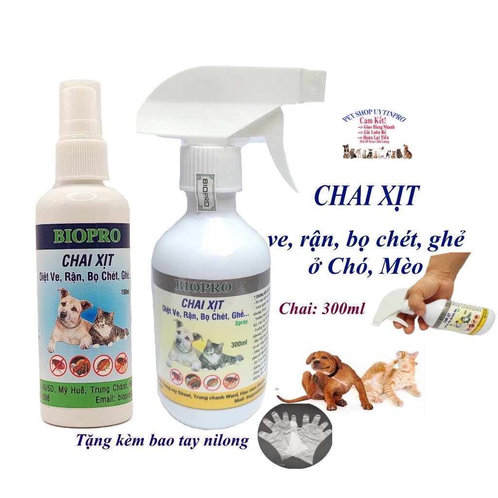Chai xịt ve rận bọ chét cho chó mèo Biopro Giúp làm sạch ve, rận, bọ chét ở thú cưng và khu vực nuôi thú cưng