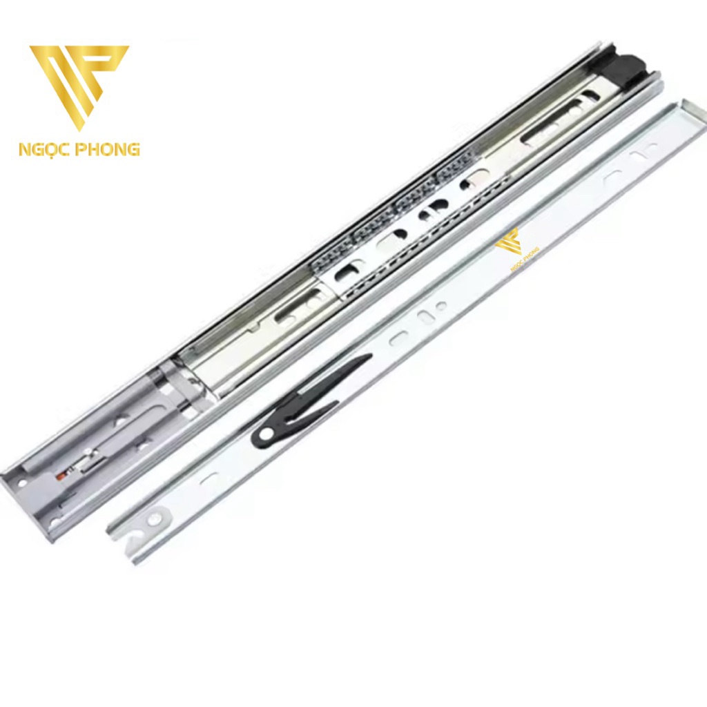 (Có giảm chấn) Ray kéo hộc tủ 3 tầng bi có giảm chấn