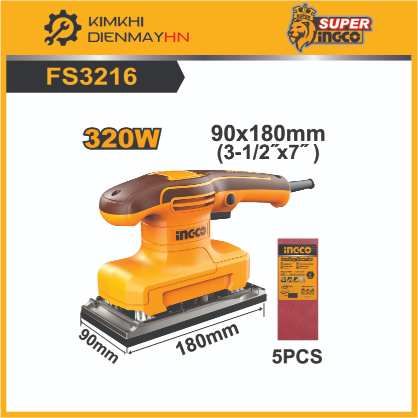 Máy chà nhám INGCO 320W FS3216 đế chữ nhật, 320W RS3216 đế tròn, 240W PS2416 đế vuông