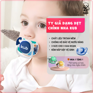  KUB | Ty Giả Cho Bé Dạng Dẹt Chỉnh Nha  Có Nắp  Làm Từ Nhựa Tritan Mềm Mại  MUA 1 TẶNG 1  