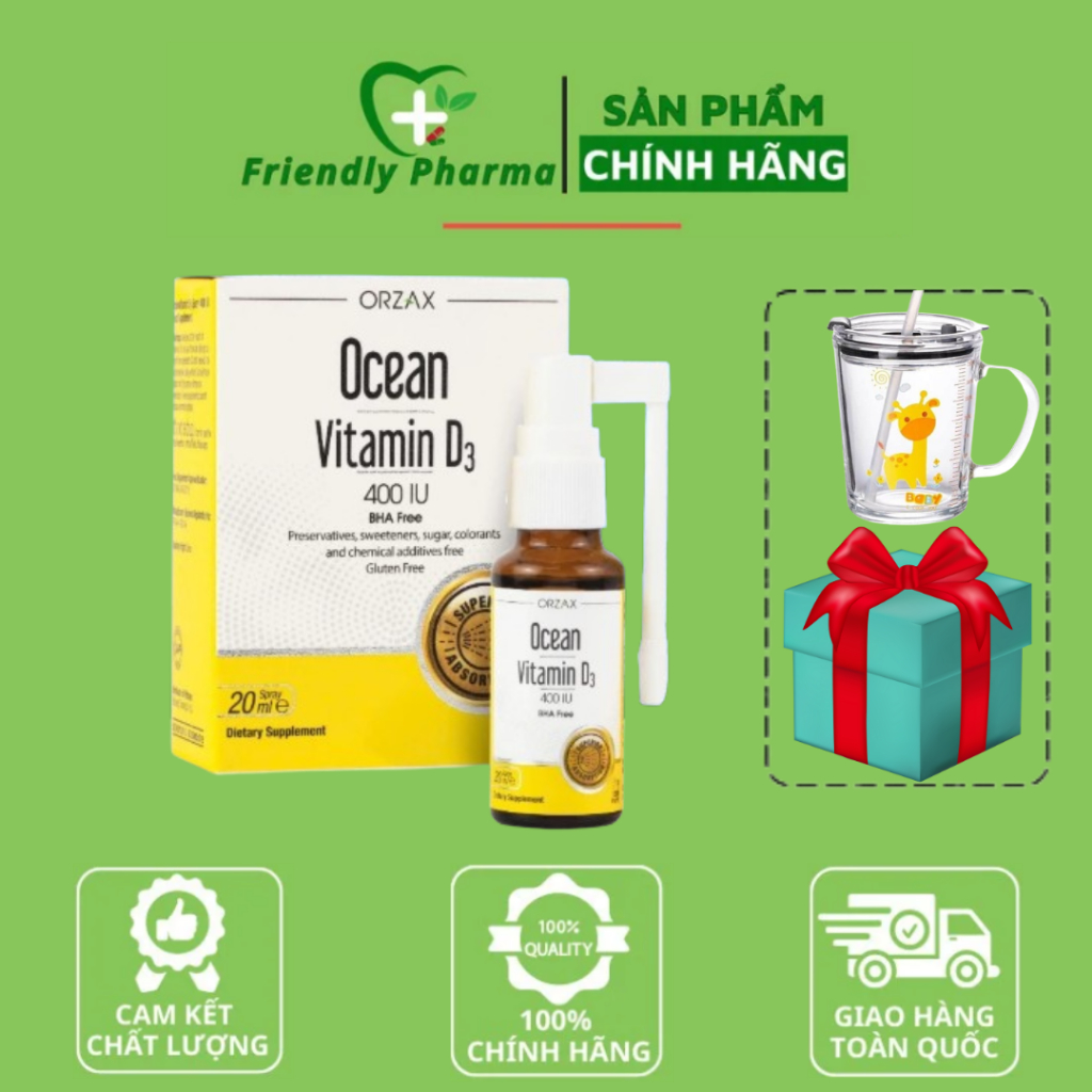 XỊT OCEAN D3 ORZAX - Bổ Sung Vitamin Giúp Xương Và Răng Chắc Khỏe - Hộp 20ml