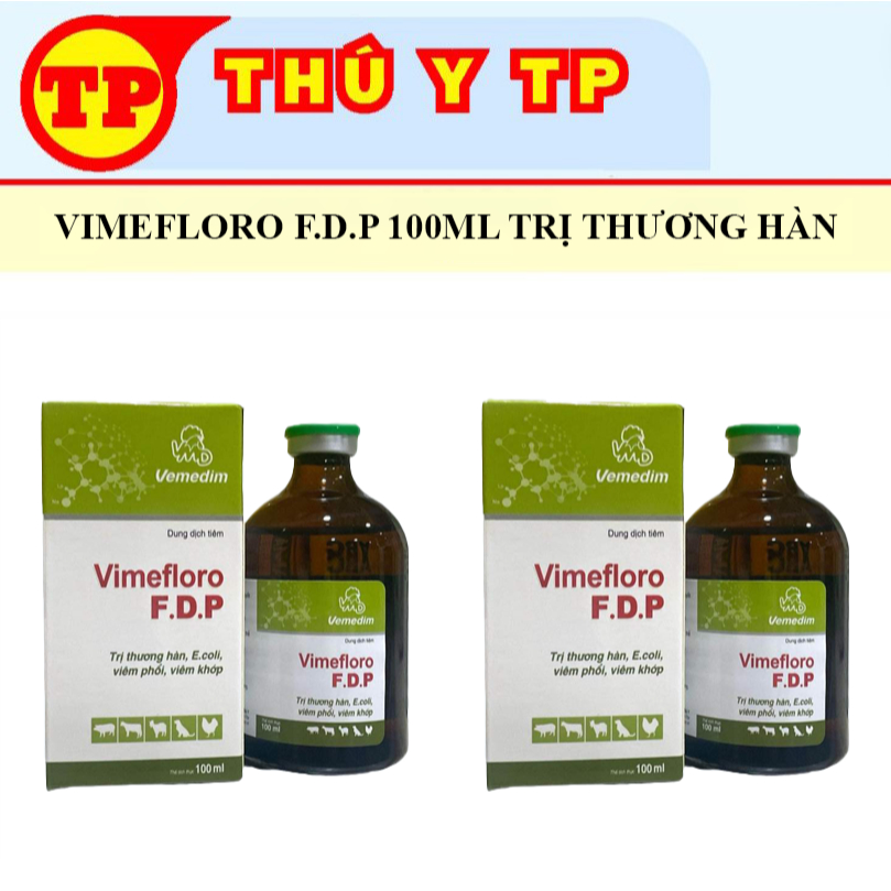 Vemedim Vimefloro FDP 100ml tụ huyết trùng, thương hàn và bệnh đường tiêu hóa gà đá, vật nuôi