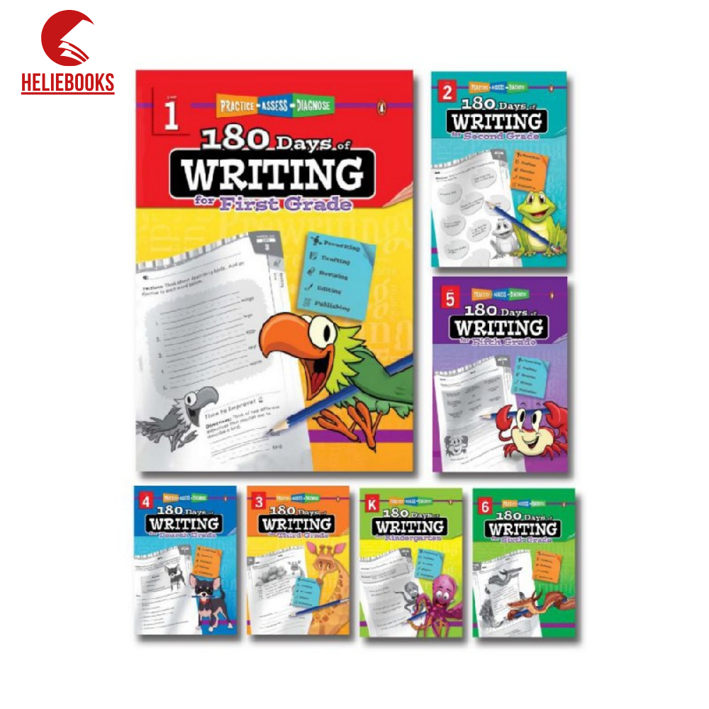 Sách Luyện Viết 180 Days of Writing - Từ Grade K,1,2,3,4,5,6 - In đen trắng laser nét