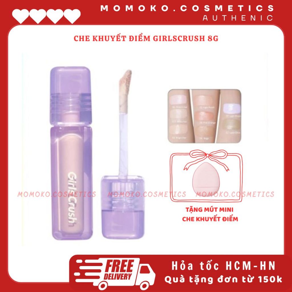 [Tặng Mút Che Khuyết Điểm] GIRLS CRUSH Kem Che Khuyết Điểm GIRLS CRUSH Matte Velvet Concealer Bắt Sá