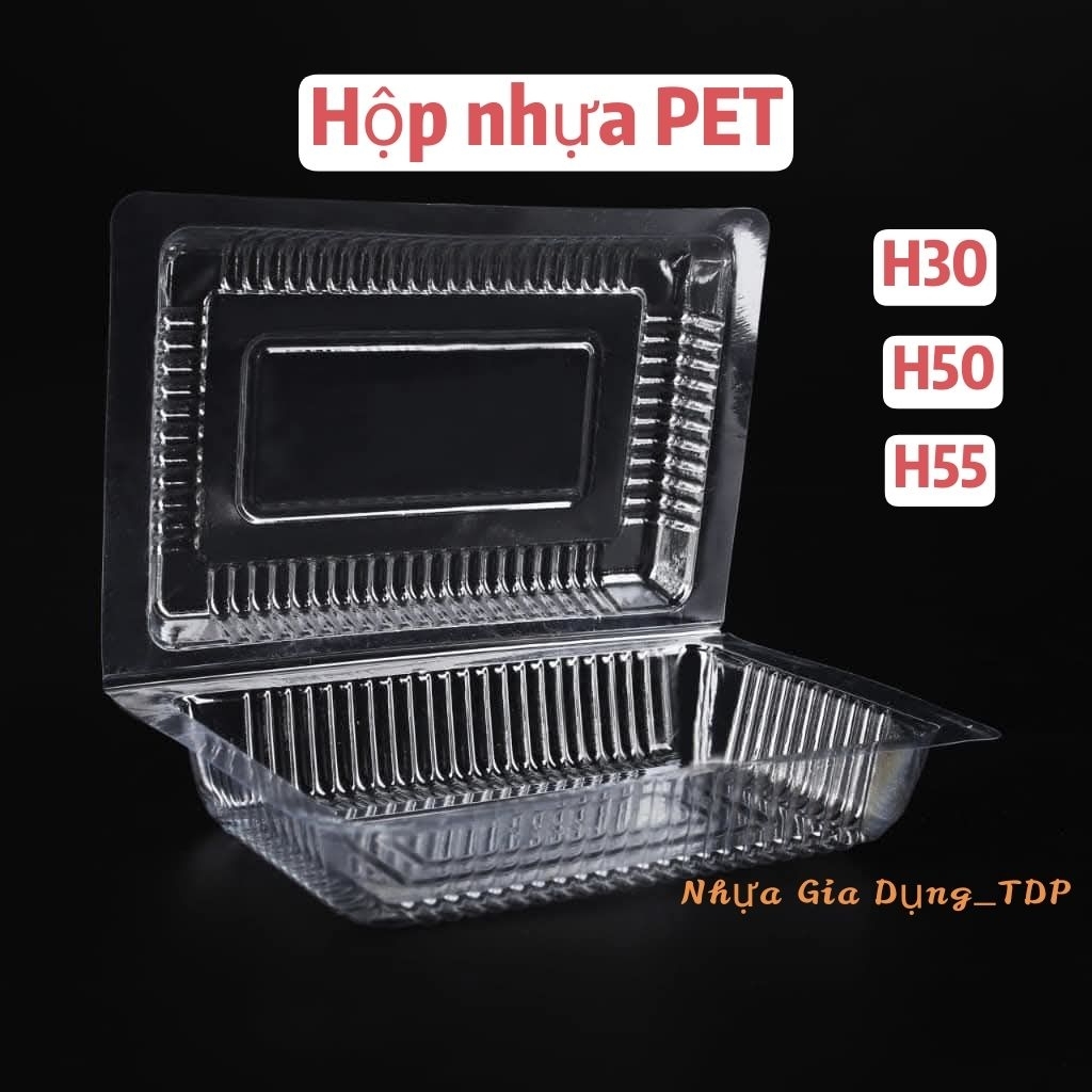 [100 cái] Hộp nhựa PET trong suốt H39 H50 H55