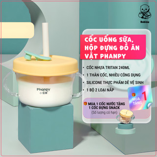  PHANPY | Cốc Nước Thông Minh Kiêm Hộp Đựng Đồ Ăn Vặt Bằng Nhựa TRITAN 240ml Cho Bé  Mua 1 Cốc Nước Tặng 1 Cốc Snack  