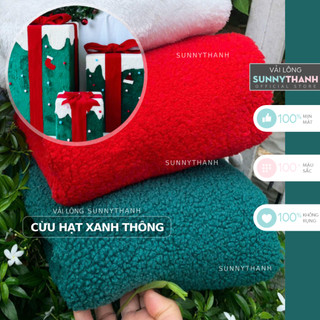  VẢI LÔNG - trang trí GIÁNG SINH NOEL - Vải lông cừu ĐỎ - TRẮNG - XANH THÔNG cho trẻ em người lớn 