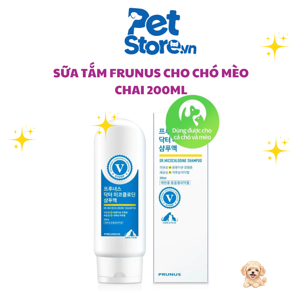 [ CHAI 200ML ] Sữa Tắm Cho Chó Mèo Prunus Shampoo 200ml – Sữa Tắm Nấm, Sạch Mượt, Giảm Mùi Hôi