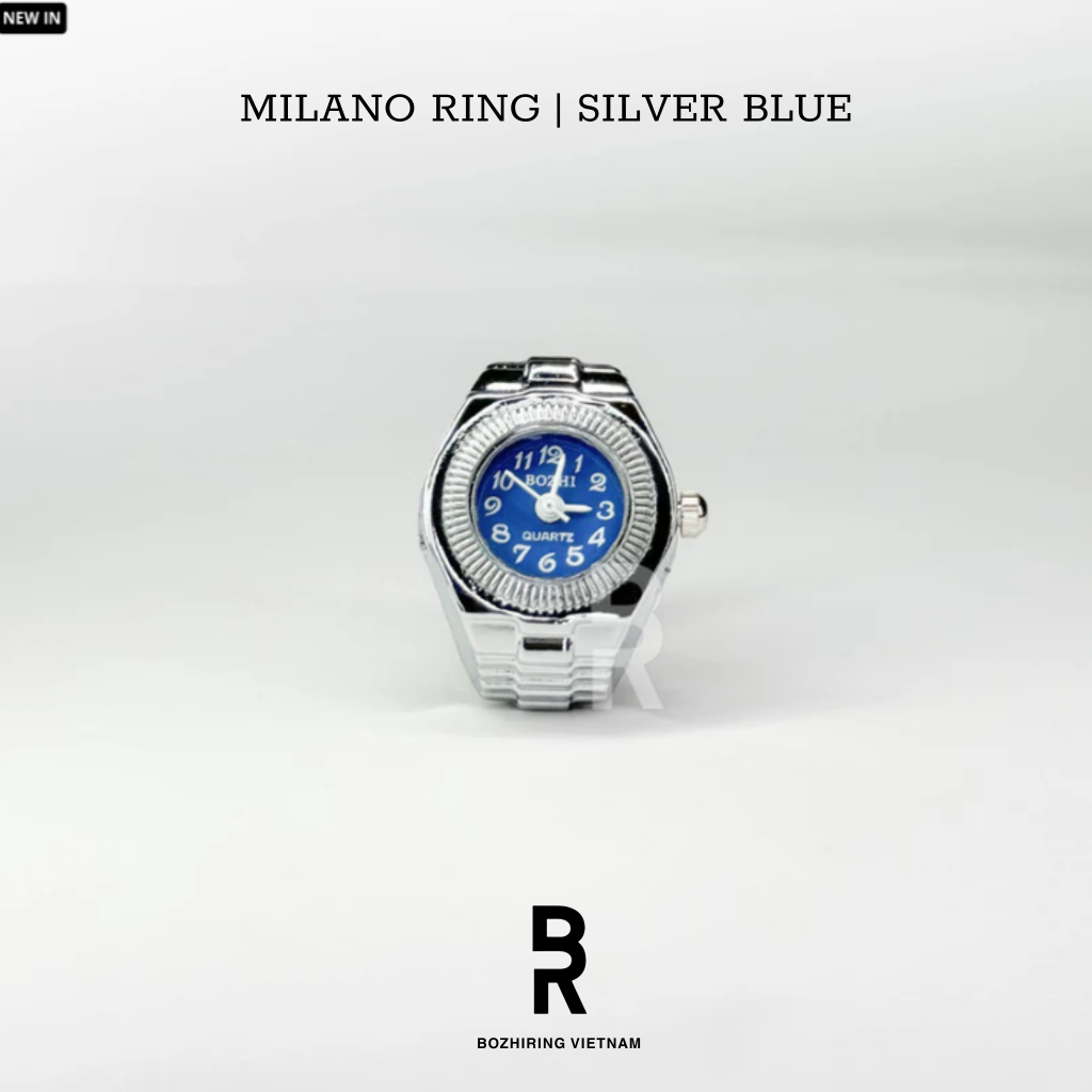 [Milano Silver Blue - Limitted] Nhẫn Đồng Hồ Milano Xanh Bản Giới Hạn Xem Giờ Chính Xác Freesize