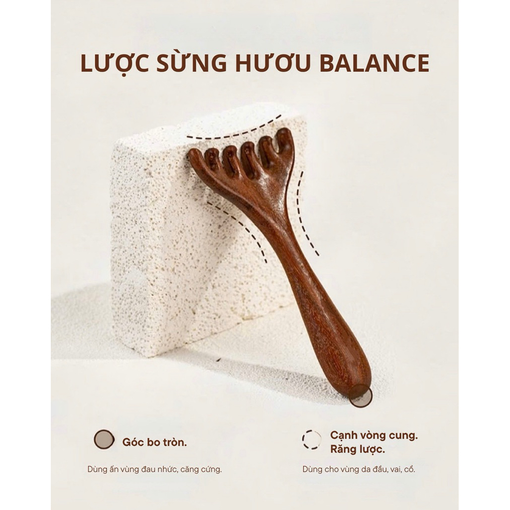 /Lược Sừng Hươu Massage Đầu/ Thư Giãn - Kích Thích Mọc Tóc