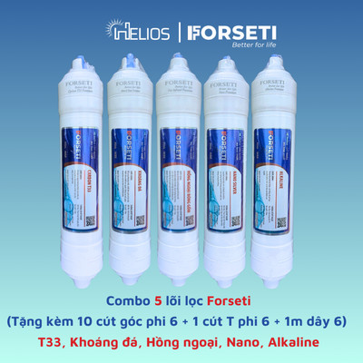 Bộ 5 lõi lọc chức năng Forseti cho máy lọc RO Hàng Chính Hãng (T33, KHOÁNG ĐÁ,HỒNG NGOẠI, NANO, ALALINE)