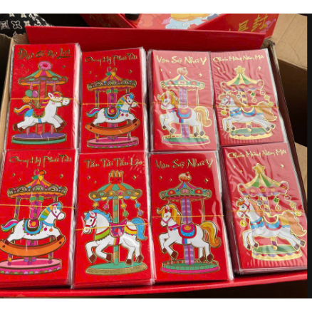 [ XẢ KHO ]Bao lì xì Tết năm con Ngựa Bính Ngọ 2026 - Set 6 bao lixi Tết độc lạ màu đỏ siêu đáng yêu