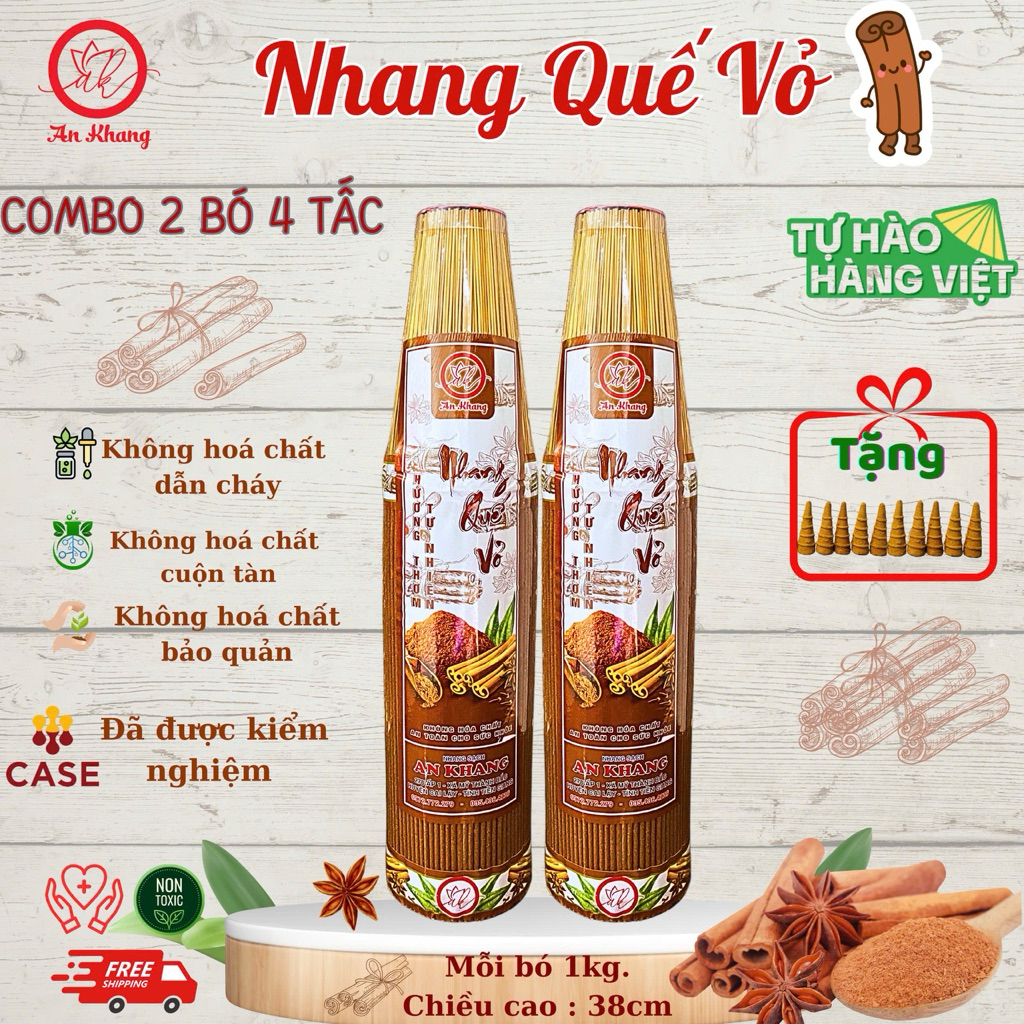 Nhang Quế Vỏ 4 Tấc An Khang Hương Thơm Dịu Nhẹ ( ComBo 2 Bó 2 Kí )