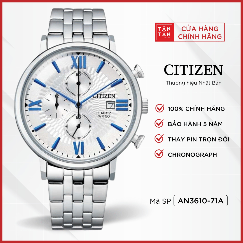 Đồng Hồ Nam Citizen Chronograph AN3610-71A Quartz 41mm - Đồng Hồ Tân Tân