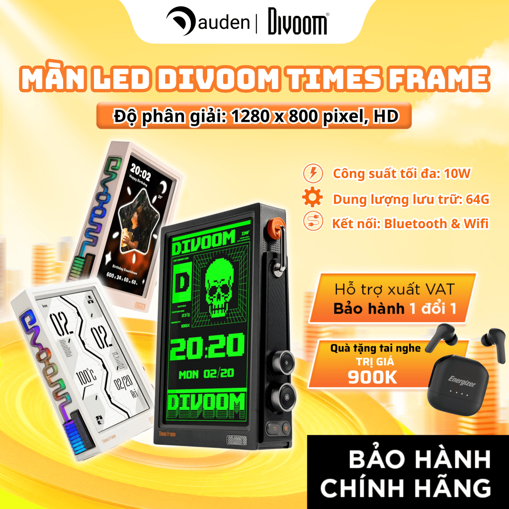 Khung ảnh kỹ thuật số Pixel Art DIVOOM Times Frame, phân giải HD 1280x800, 10W - Hàng chính hãng