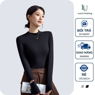 Áo Giữ Nhiệt Nữ Cổ Tròn Dài Tay Dáng Ôm, Áo Thun Lạnh Chất Len Lông Thỏ Siêu Co Dãn Mềm Mịn_D1