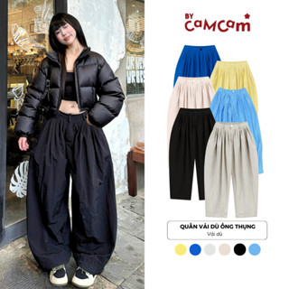  Quần Vải Dù Xếp Ly Bycamcam Ống Thụng Form Wide Leg Phong Cách Đường Phố Hàn Quốc quần ống rộng nữ nam QTD031 