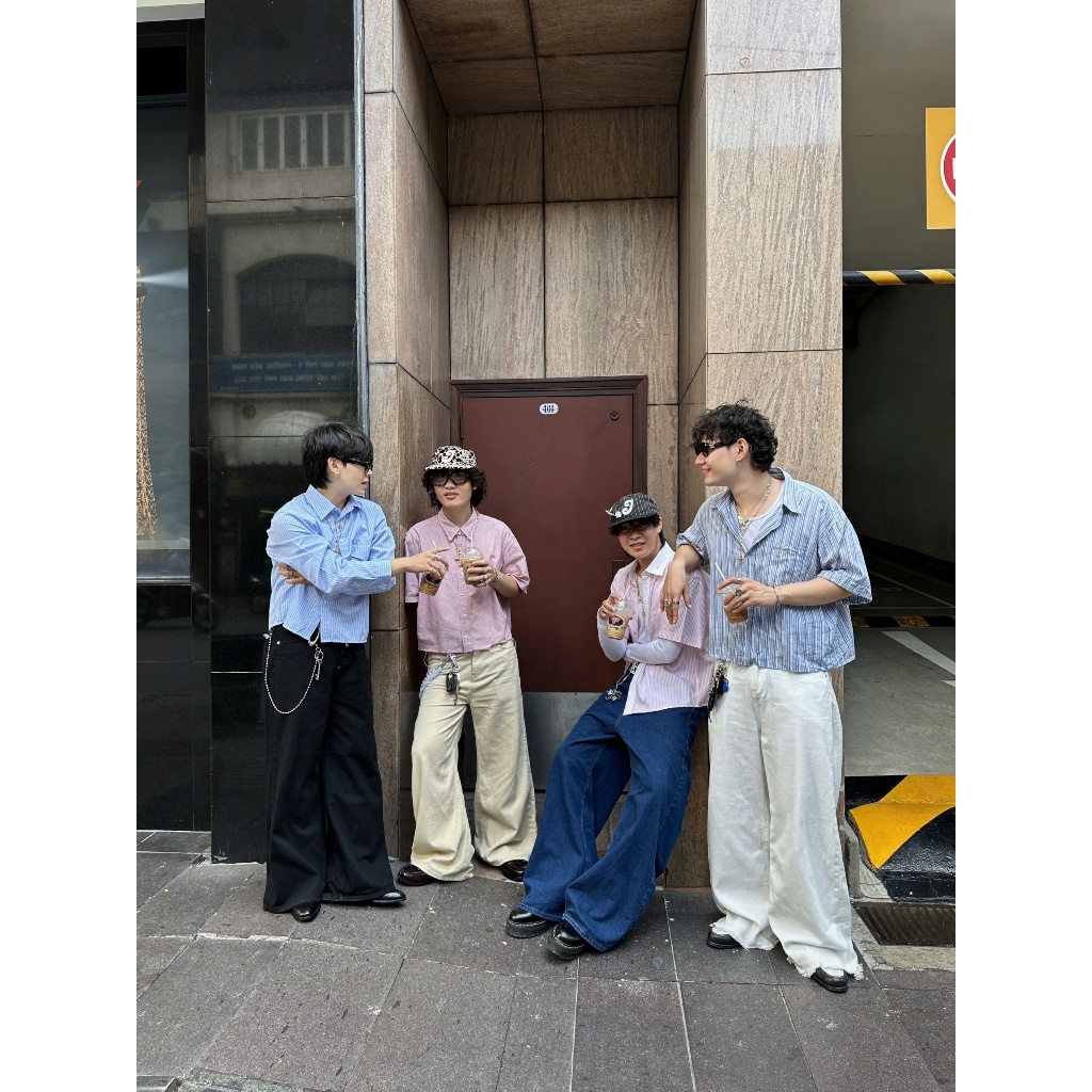 NORMAL COLOR LOOSE PLEAT - Quần jeans trắng ống rộng rách ống | BigBuy360 - bigbuy360.vn