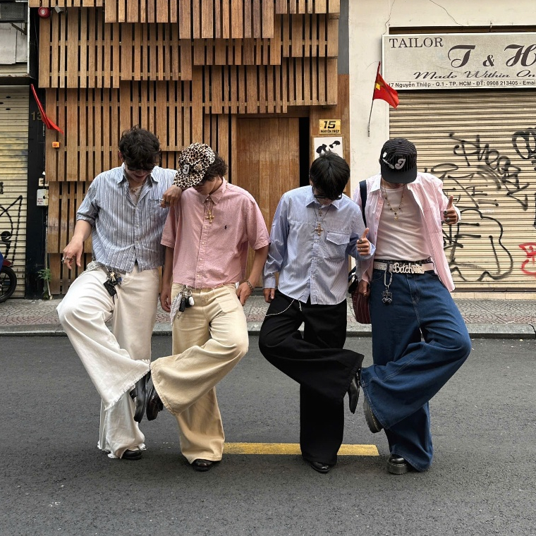 NORMAL COLOR LOOSE PLEAT - Quần jeans trắng ống rộng rách ống | BigBuy360 - bigbuy360.vn