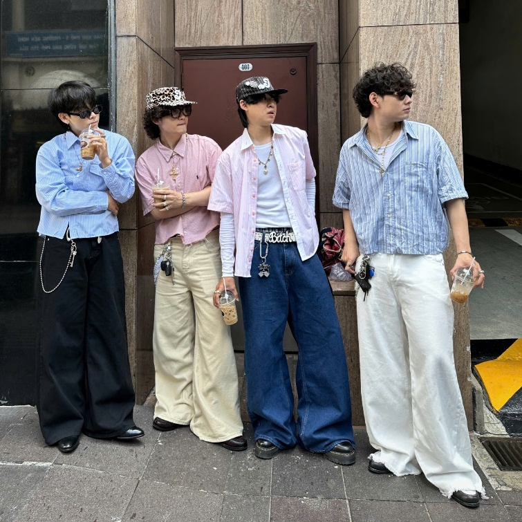 NORMAL COLOR LOOSE PLEAT - Quần jeans trắng ống rộng rách ống | BigBuy360 - bigbuy360.vn